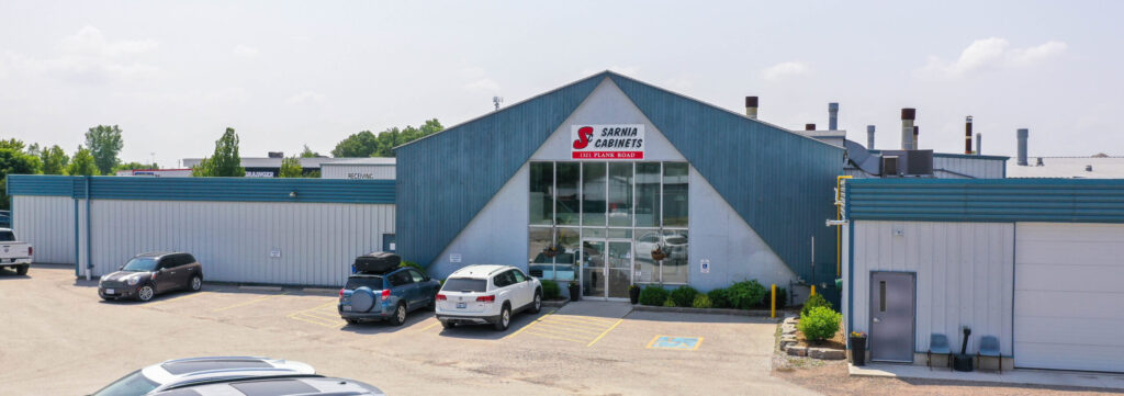 The Sarnia Cabinets location on Plank Road in Sarnia, including showroom, production facility and offices.